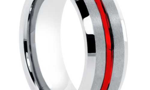 8 mm Tungsten Rings - Red Groove "Red Meteor"