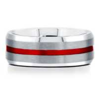 8 mm Tungsten Rings - Red Groove "Red Meteor"