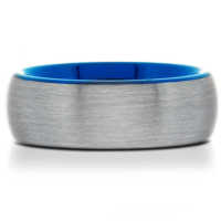 8 mm Tungsten Rings - Blue Sleeve "Blast"