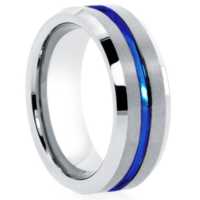 Tungsten Rings - Blue Groove "Blue Baton"