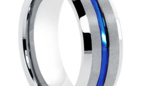 Tungsten Rings - Blue Groove "Blue Baton"