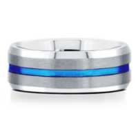 Tungsten Rings - Blue Groove "Blue Baton"