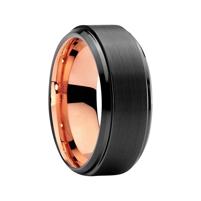 Details about   Black Tungsten Ring Rose Gold Brushed Anniversary Band Men Women 8MM Size 12 