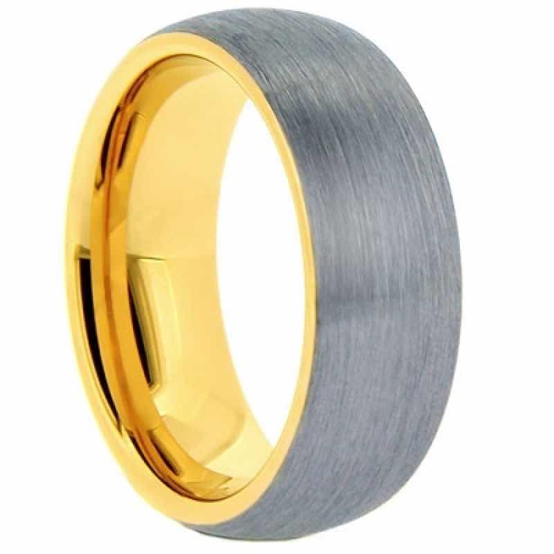 Details about    Men's 8mm Yellow Gold IP Tungsten Band w/ Yellow Green Carbon Fiber TS3410 
