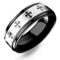 8 mm Black Tungsten Cross Pattern "Serenity"