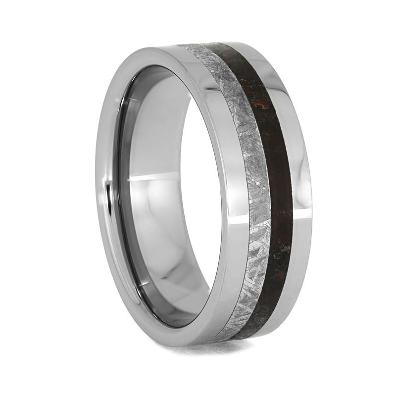 Meteorite Ring Dinosaur Bone, Carbon Fiber, Tungsten Mens Wedding Band Wide  8mm | eBay