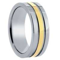 8 mm Tungsten Rings - Gold Center Design "Goldenrod"