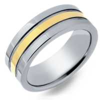 8 mm Tungsten Rings - Gold Center Design "Goldenrod"