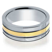 8 mm Tungsten Rings - Gold Center Design "Goldenrod"