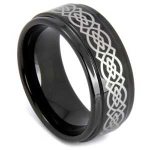 8 mm Black Celtic Tungsten Rings - "Black Celtic"