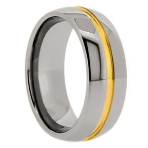 8 mm Tungsten with Gold Resin Center "Golden Groove"