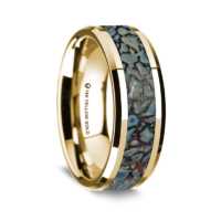 8 mm 14 Kt. Yellow Gold & Dinosaur Bone Inlay "Blue Dino 14"