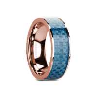 8 mm 14 Kt. Rose Gold & Blue Carbon Fiber Inlay "Limited"