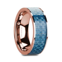 8 mm 14 Kt. Rose Gold & Blue Carbon Fiber Inlay "Limited"