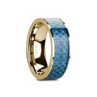 8 mm 14 Kt. Yellow Gold & Blue Carbon Fiber Inlay "Gyro"