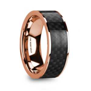 8 mm 14 Kt. Rose Gold & Black Carbon Fiber Inlay "Rosey"