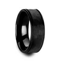 8 mm Black Tungsten with Hammered Pattern "Black Hammer"