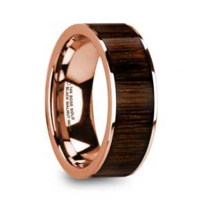 8 mm 14 Kt. Rose Gold & Black Walnut Inlay "Man Of War"