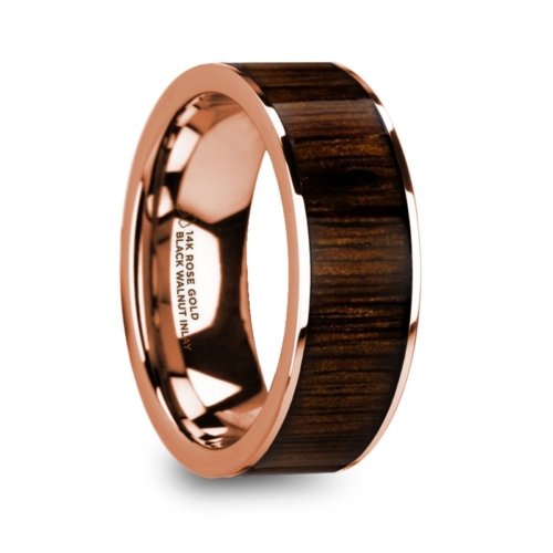 8 mm 14 Kt. Rose Gold & Black Walnut Inlay "Man Of War"