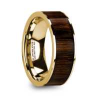 8 mm 14 Kt. Yellow Gold & Black Walnut Inlay "Gold Walnut"