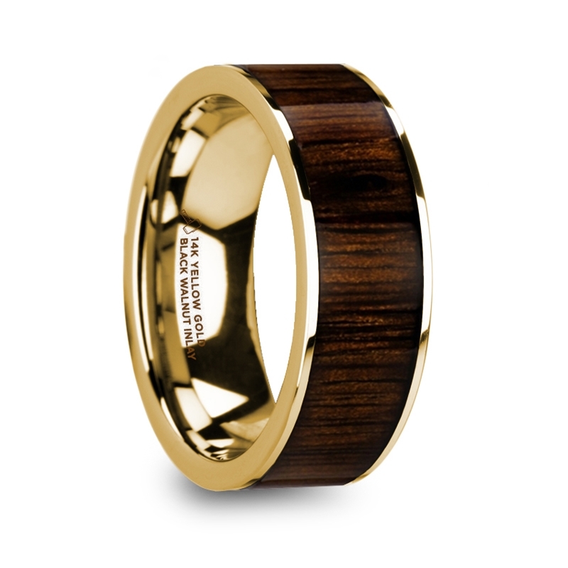 8 mm 14 Kt. Yellow Gold & Black Walnut Inlay "Gold Walnut"