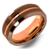 8 mm Brown Tungsten Rose Gold Plated Sleeve/Groove "Brown Rose Groove"