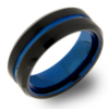 8 mm Matte Black Tungsten & Blue Sleeve/Groove "Blue Lagoon"