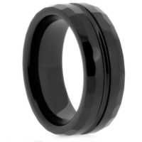 8 mm Black Ceramic Rings - Carved/Grooved "Black Matrix"
