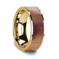 8 mm 14 Kt. Yellow Gold & Olive Wood Inlay "Gambler"