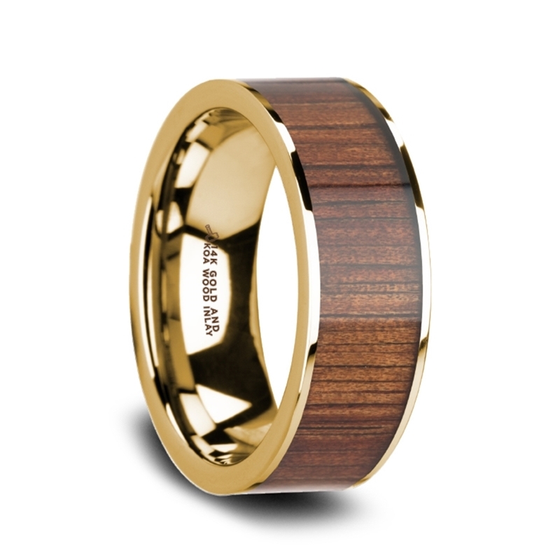 8 mm 14 Kt. Yellow Gold & KOA Wood Inlay "Gracious"