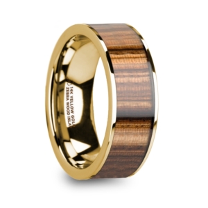 8 mm 14 Kt. Yellow Gold & Zebra Wood Inlay "Gentile"