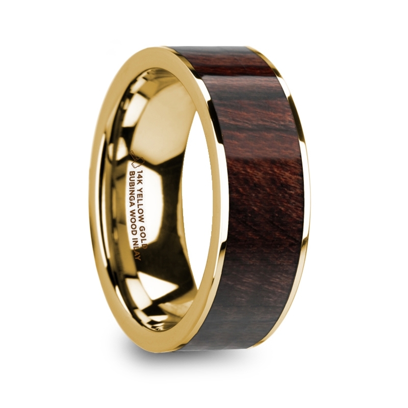 8 mm 14 Kt. Yellow Gold & Bubinga Wood Inlay "Sandite"