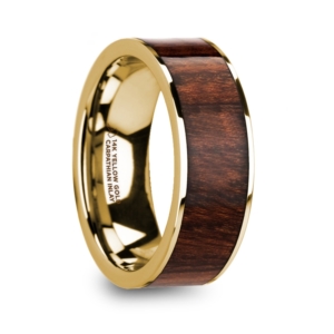 8 mm 14 Kt. Yellow Gold & Carpathian Wood Inlay "Sonoro"