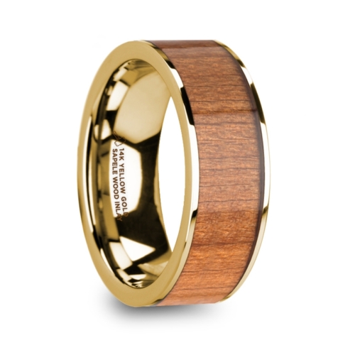 8 mm 14 Kt. Yellow Gold & Sapele Wood Inlay "Orion"