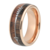 8 mm Tungsten Rings - Arrow Design with KOA/Zebra Wood Inlay and Rose Gold Sleeve "Arrow"