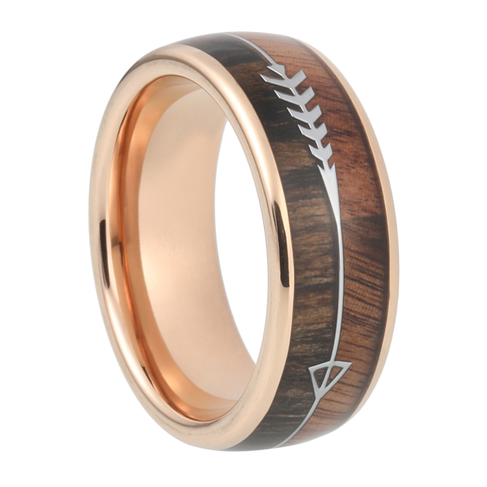 Wood inlay sales tungsten ring