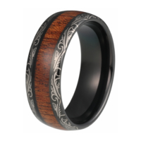 8 mm Tungsten Rings - Laser Edges and KOA Wood Design "Laser"