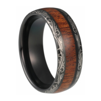 8 mm Tungsten Rings - Laser Edges and KOA Wood Design "Laser"