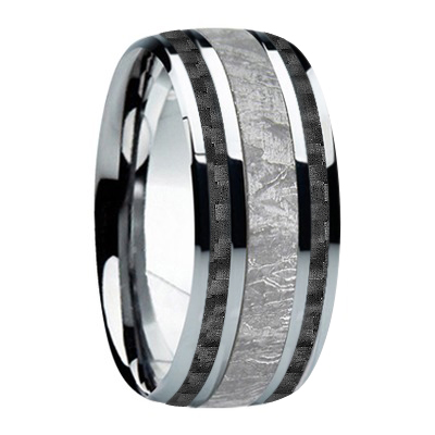 9 mm Meteorite in Titanium Ring "Black Jazz"