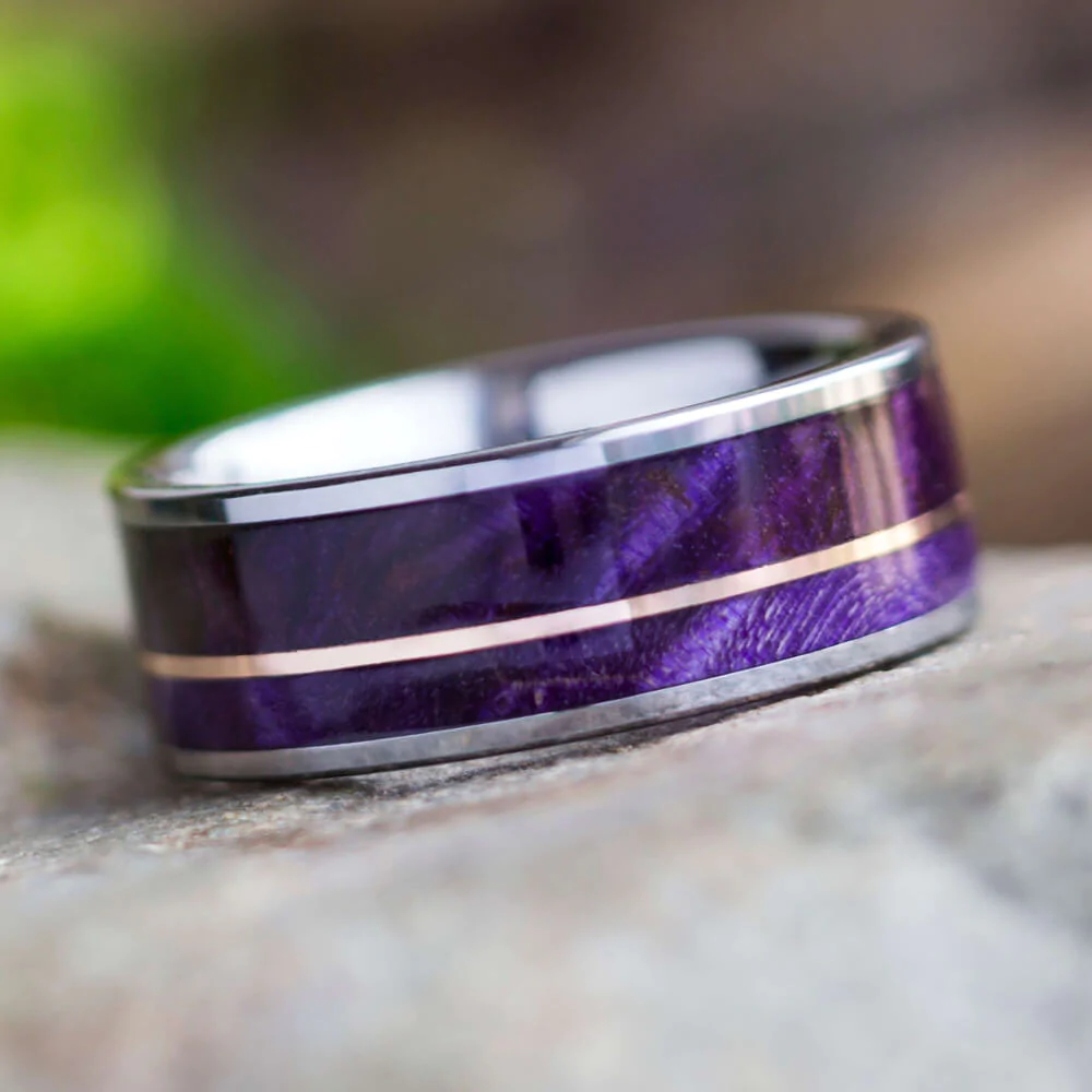 Titanium Ring for Men | Meteorite, and Wood Wedding Band for Men | 6mm