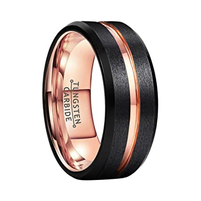 8 mm Mens Wedding Bands - Black Tungsten, with Lifetime Warranty